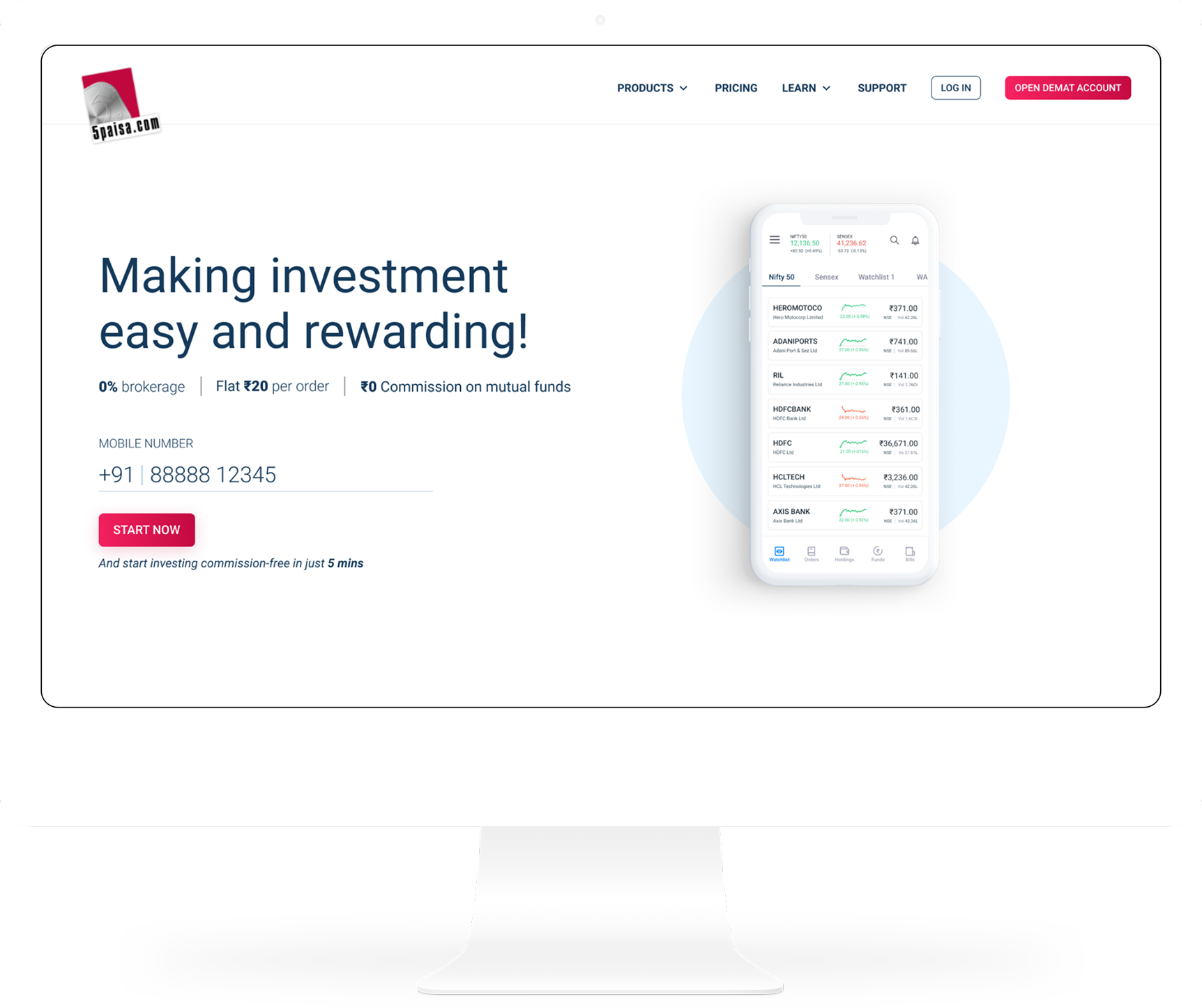5paisa marketing website