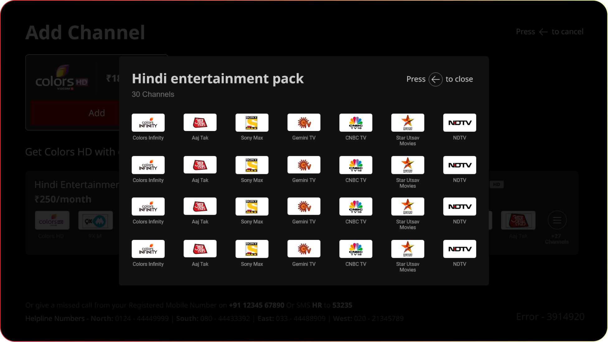 Hindi Entertainment Pack pop-up