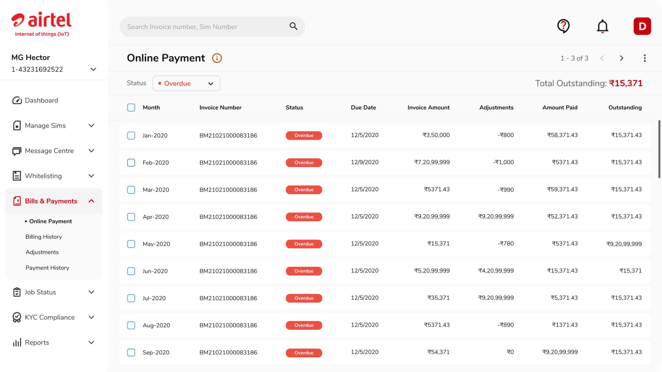 Payment statuses