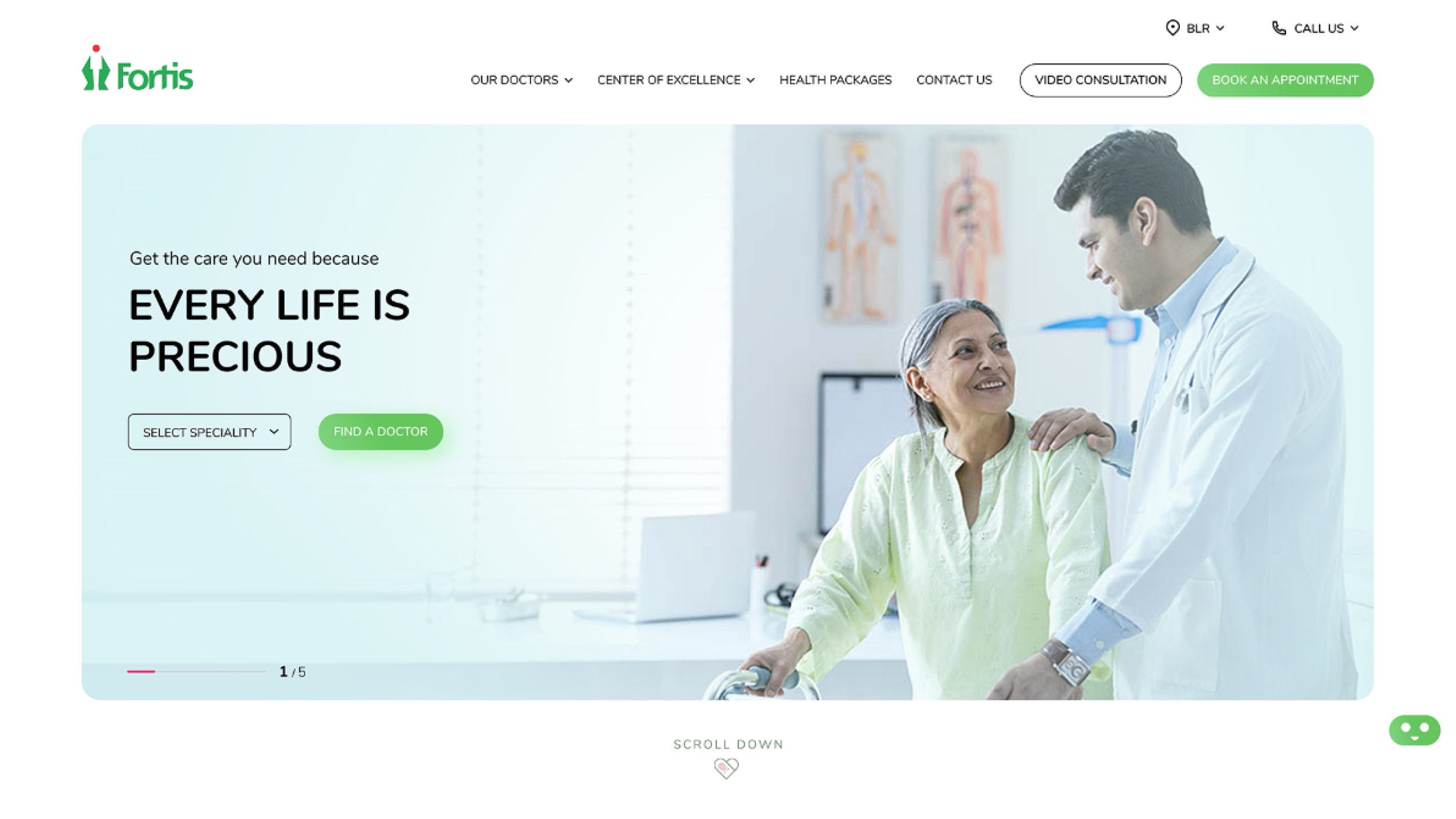 Fortis Hospital website hero