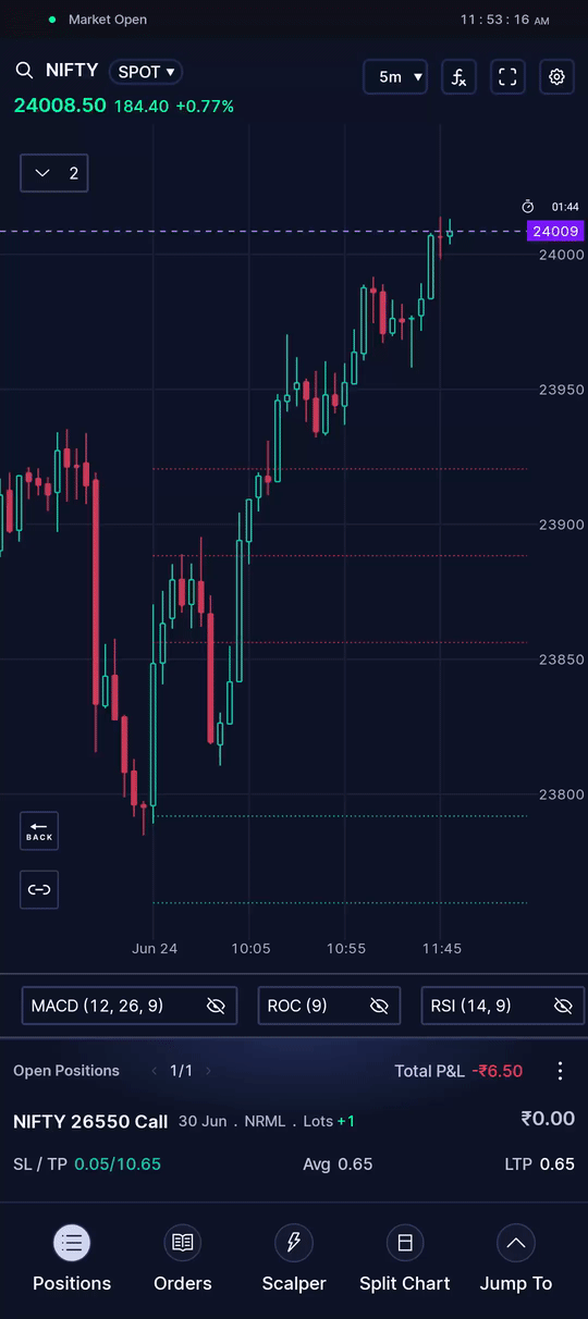 Punch single screen trading app